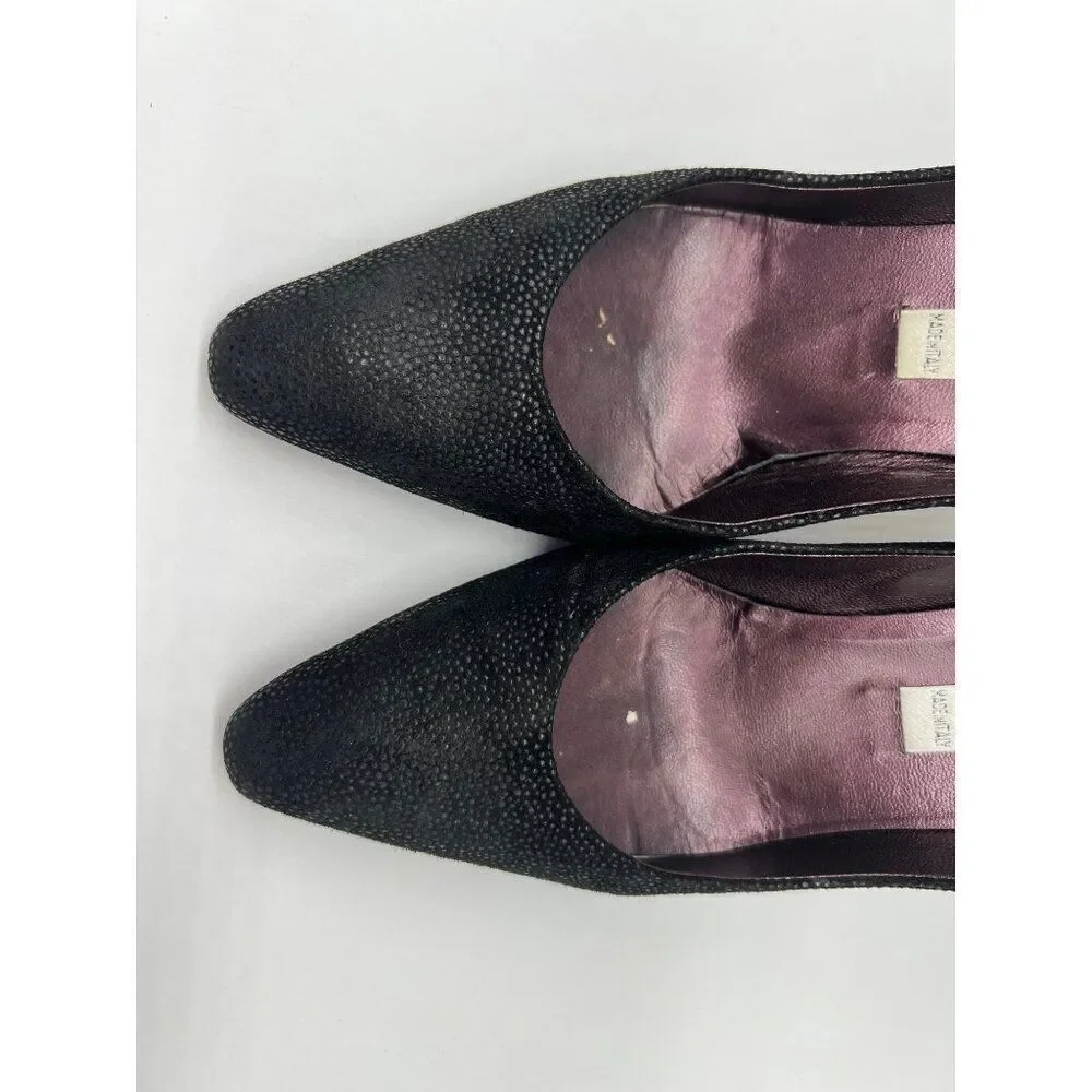 Versani Women Black Textured Suede Pump Size 7.5